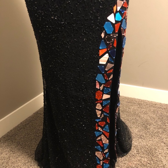 SOLD-Primavera Couture beaded gown with colored glass cuts - Picture 9 of 10